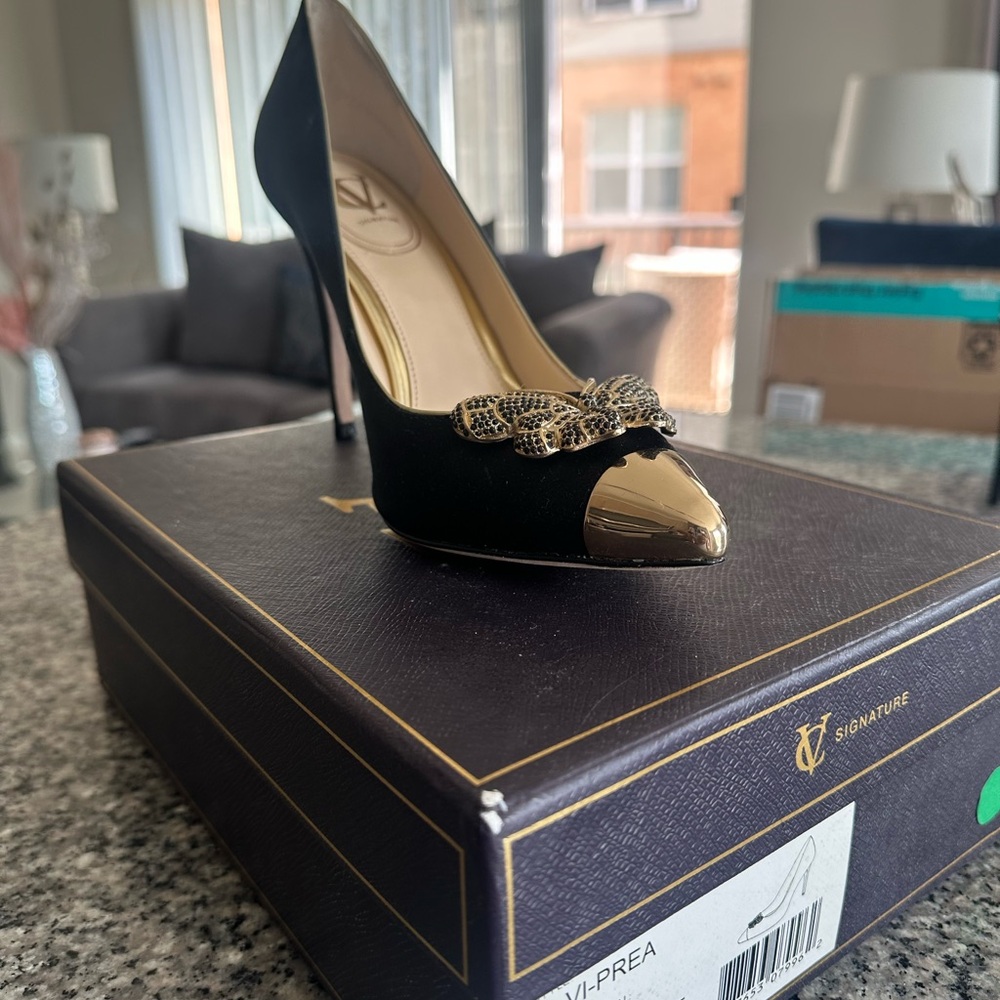 Signature Black and Gold Stiletto Heels